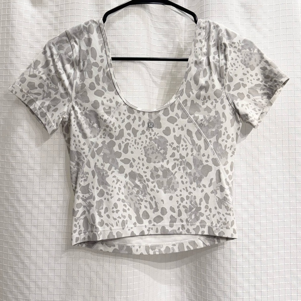 Lululemon Align Short Sleeve Top in the Cheetah Camo Antique White